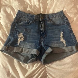 High waisted jean shorts